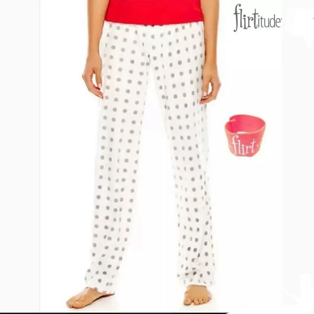 NWT Polka Dots Fleece Pajama Pants & Elastic Band